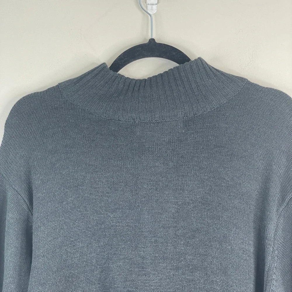 Vintage Oscar De La Renta Minimalist Mock Neck Sweater XLarge Cardigan Neutral